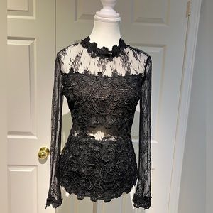Topshop Brand new black lace backless top size us6